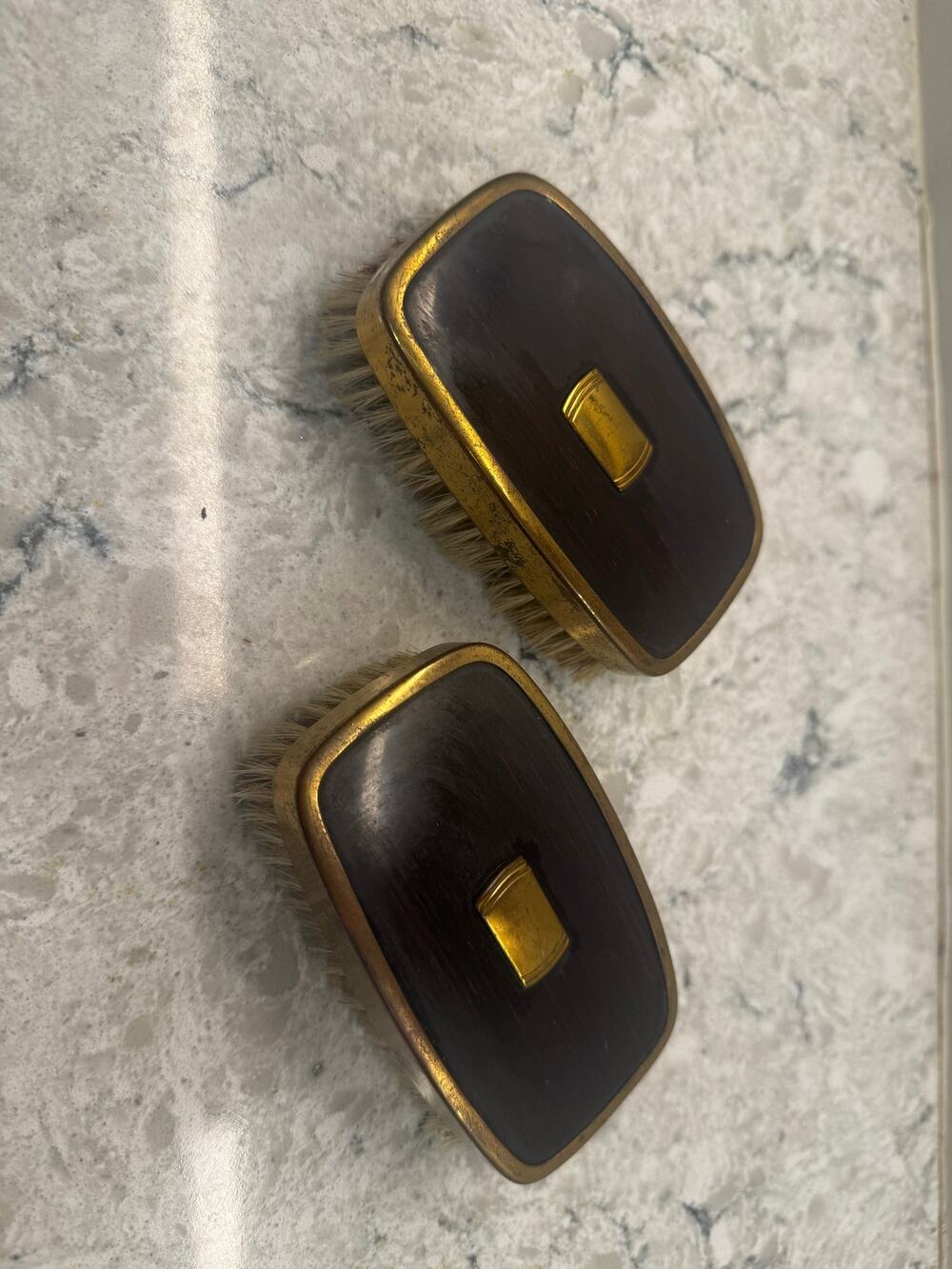 Vintage Mid Century Brass Gentleman's Brush Set: Vanity Valet